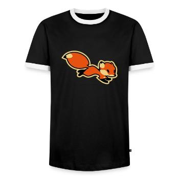 Fox - Männer Kontrast-T-Shirt - Schwarz/Weiß - Vorne - AI Model Female 172 light (172cm) & AI Model Male 178 light (178cm)