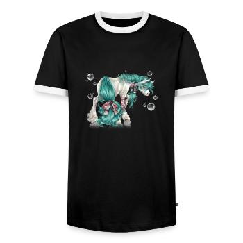 Opalina - T-shirt contrasté Homme - noir/blanc - Devant - AI Model Female 172 light (172cm) & AI Model Male 178 light (178cm)