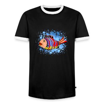 Fisch - Männer Kontrast-T-Shirt - Schwarz/Weiß - Vorne - AI Model Female 172 light (172cm) & AI Model Male 178 light (178cm)