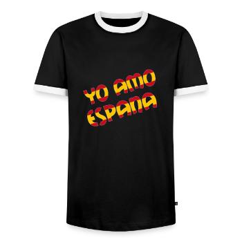 Yo Amo Espana / Ich Liabe Spain / I Love Spain - Men's Ringer Shirt - black/white - Front - AI Model Female 172 light (172cm) & AI Model Male 178 light (178cm)