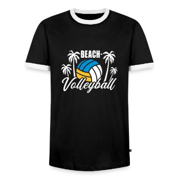 Beachvolleyball - Männer Kontrast-T-Shirt - Schwarz/Weiß - Vorne - AI Model Female 172 light (172cm) & AI Model Male 178 light (178cm)
