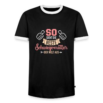 Schwiegermutter - Männer Kontrast-T-Shirt - Schwarz/Weiß - Vorne - AI Model Female 172 light (172cm) & AI Model Male 178 light (178cm)