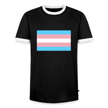 LGBT Transgender - Men's Ringer Shirt - black/white - Front - AI Model Female 172 light (172cm) & AI Model Male 178 light (178cm)