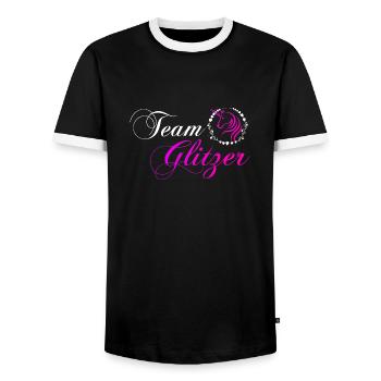 Team Glitzer - Männer Kontrast-T-Shirt - Schwarz/Weiß - Vorne - AI Model Female 172 light (172cm) & AI Model Male 178 light (178cm)