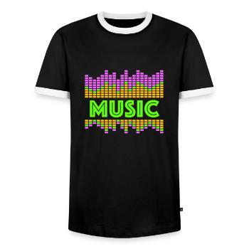 Music Equalizer LED Lights Rhythm Dance Stereo - Men's Ringer Shirt - black/white - Front - AI Model Female 172 light (172cm) & AI Model Male 178 light (178cm)