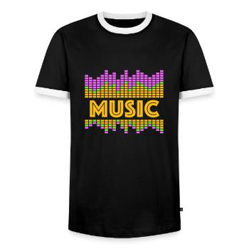 Music Equalizer LED Lights Rhythm Dance Stereo - Men's Ringer Shirt - black/white - Front - AI Model Female 172 light (172cm) & AI Model Male 178 light (178cm)