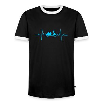 Heartbeat Scooter Moto - T-shirt contrasté Homme - noir/blanc - Devant - AI Model Female 172 light (172cm) & AI Model Male 178 light (178cm)
