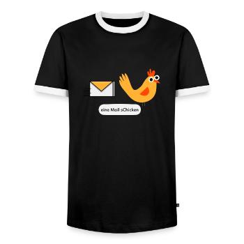Mail Chicken Email Huhn Hahn Küken Henne Post - Männer Kontrast-T-Shirt - Schwarz/Weiß - Vorne - AI Model Female 172 light (172cm) & AI Model Male 178 light (178cm)