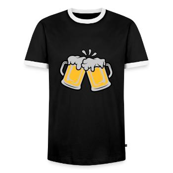 Cruches à bière grillée - T-shirt contrasté Homme - noir/blanc - Devant - AI Model Female 172 light (172cm) & AI Model Male 178 light (178cm)