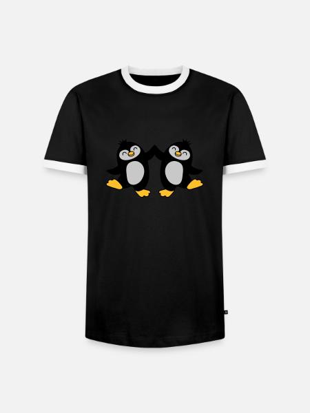 High Five Welcome Penguins - Men's Ringer Shirt - black/white