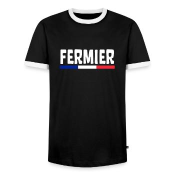 Fermier Français - T-shirt contrasté Homme - noir/blanc - Devant - AI Model Female 172 light (172cm) & AI Model Male 178 light (178cm)