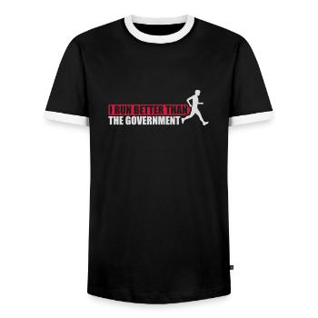 run better than government - Men's Ringer Shirt - black/white - Front - AI Model Female 172 light (172cm) & AI Model Male 178 light (178cm)