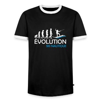 évolution ski nautique - T-shirt contrasté Homme - noir/blanc - Devant - AI Model Female 172 light (172cm) & AI Model Male 178 light (178cm)