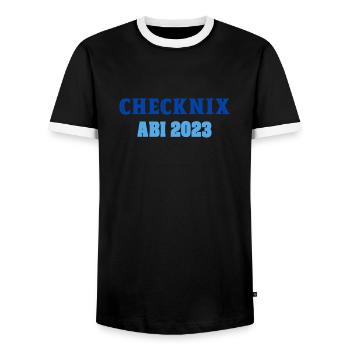 Checknix ABI 2023 - T-shirt contrasté Homme - noir/blanc - Devant - AI Model Female 172 light (172cm) & AI Model Male 178 light (178cm)