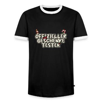 Weihnachten Offizieller Geschenketester - Männer Kontrast-T-Shirt - Schwarz/Weiß - Vorne - AI Model Female 172 light (172cm) & AI Model Male 178 light (178cm)