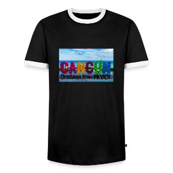 Salutations du Mexique . Cancun - T-shirt contrasté Homme - noir/blanc - Devant - AI Model Female 172 light (172cm) & AI Model Male 178 light (178cm)
