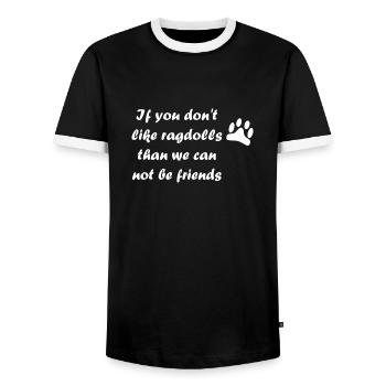 Ragdoll Saying - Men's Ringer Shirt - black/white - Front - AI Model Female 172 light (172cm) & AI Model Male 178 light (178cm)