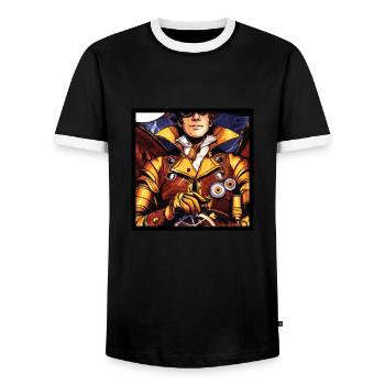 Le timonier du Zeppelin - T-shirt contrasté Homme - noir/blanc - Devant - AI Model Female 172 light (172cm) & AI Model Male 178 light (178cm)