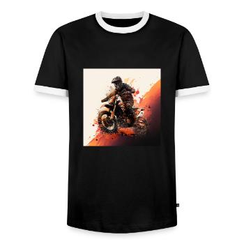 Motocross hero: show your love for off-road. - Men's Ringer Shirt - black/white - Front - AI Model Female 172 light (172cm) & AI Model Male 178 light (178cm)