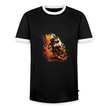 Puissance du motocross : montrez votre courage sur la moto ! - T-shirt contrasté Homme - noir/blanc - Devant - AI Model Female 172 light (172cm) & AI Model Male 178 light (178cm)