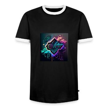 Gamers don't die, they respawn, Gaming Motif - Men's Ringer Shirt - black/white - Front - AI Model Female 172 light (172cm) & AI Model Male 178 light (178cm)