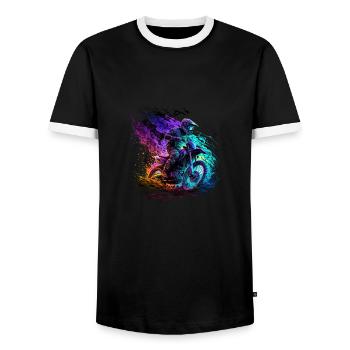 Des pilotes de motocross badass dans des couleurs cool - T-shirt contrasté Homme - noir/blanc - Devant - AI Model Female 172 light (172cm) & AI Model Male 178 light (178cm)
