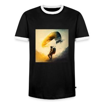 kreativer und cooler Paraglider, Sport der Lüfte - Männer Kontrast-T-Shirt - Schwarz/Weiß - Vorne - AI Model Female 172 light (172cm) & AI Model Male 178 light (178cm)
