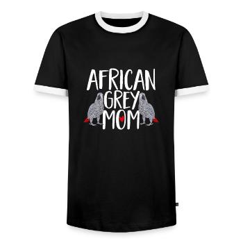 Graupapagei African Grey Parrot Papagei - Männer Kontrast-T-Shirt - Schwarz/Weiß - Vorne - AI Model Female 172 light (172cm) & AI Model Male 178 light (178cm)