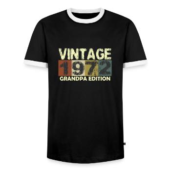 Vintage 1972 Anniversaire rétro sunset design - T-shirt contrasté Homme - noir/blanc - Devant - AI Model Female 172 light (172cm) & AI Model Male 178 light (178cm)