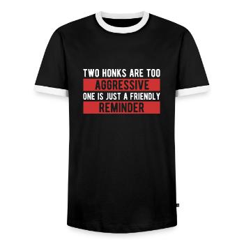 Road Rage Funny Saying Traffic Car Driver, Trucker - Men's Ringer Shirt - black/white - Front - AI Model Female 172 light (172cm) & AI Model Male 178 light (178cm)