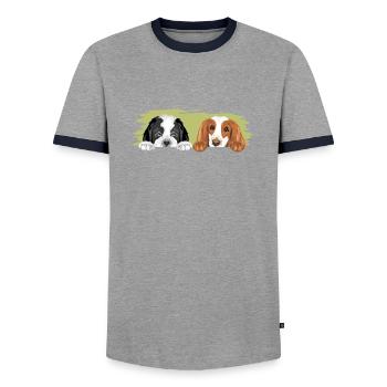 Bernhardiner und Cocker Spaniel sind beste Freunde - Männer Kontrast-T-Shirt - Grau/Navy  - Vorne - AI Model Female 172 light (172cm) & AI Model Male 178 light (178cm)
