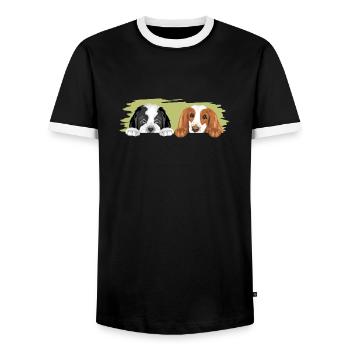 Saint Bernard et Cocker Spaniel sont les meilleurs amis - T-shirt contrasté Homme - noir/blanc - Devant - AI Model Female 172 light (172cm) & AI Model Male 178 light (178cm)