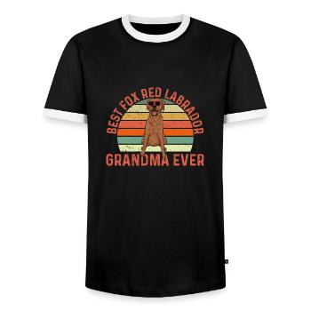 Foxred Labrador Fox Red Labrador Retriever - Men's Ringer Shirt - black/white - Front - AI Model Female 172 light (172cm) & AI Model Male 178 light (178cm)