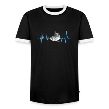 Pêche au saumon Pêcheur de saumon - T-shirt contrasté Homme - noir/blanc - Devant - AI Model Female 172 light (172cm) & AI Model Male 178 light (178cm)