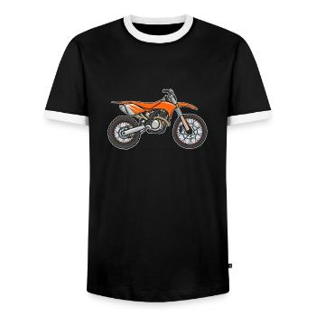 Orange Motocross Motorcycle - Men's Ringer Shirt - black/white - Front - AI Model Female 172 light (172cm) & AI Model Male 178 light (178cm)