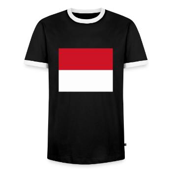 Monaco flag / Drapeau Monaco - T-shirt contrasté Homme - noir/blanc - Devant - AI Model Female 172 light (172cm) & AI Model Male 178 light (178cm)