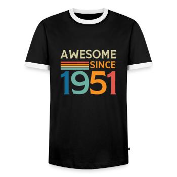 Awesome since 1951 - T-shirt contrasté Homme - noir/blanc - Devant - AI Model Female 172 light (172cm) & AI Model Male 178 light (178cm)