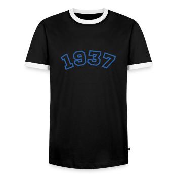1937 bleu sport - T-shirt contrasté Homme - noir/blanc - Devant - AI Model Female 172 light (172cm) & AI Model Male 178 light (178cm)