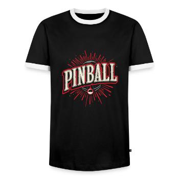 Flipper T-Shirt Pinball Automat Arcade Design - Männer Kontrast-T-Shirt - Schwarz/Weiß - Vorne - AI Model Female 172 light (172cm) & AI Model Male 178 light (178cm)