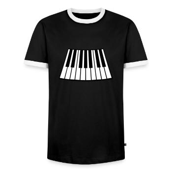 Piano Keys Instrument Playing Classical Music - Men's Ringer Shirt - black/white - Front - AI Model Female 172 light (172cm) & AI Model Male 178 light (178cm)