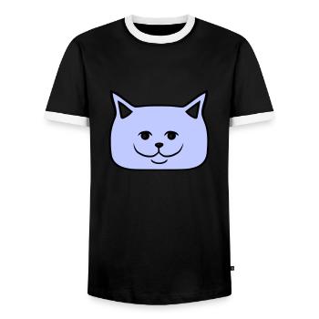 Pretty Cat Looking Happy Cheerful Smiling - Men's Ringer Shirt - black/white - Front - AI Model Female 172 light (172cm) & AI Model Male 178 light (178cm)