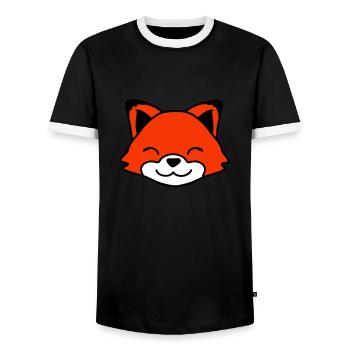 Renard Renard roux Animal sauvage Intelligent Habitants de la forêt - T-shirt contrasté Homme - noir/blanc - Devant - AI Model Female 172 light (172cm) & AI Model Male 178 light (178cm)