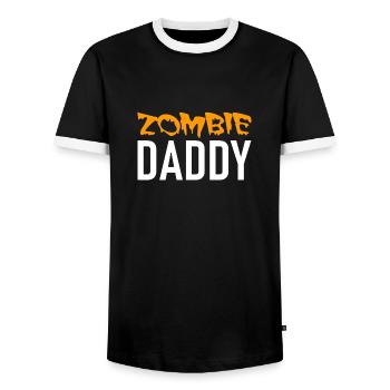 Zombie Daddy - Halloween - Pumpkin - Witch - Horror - Men's Ringer Shirt - black/white - Front - AI Model Female 172 light (172cm) & AI Model Male 178 light (178cm)