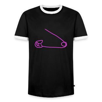 Épingle de sûreté - T-shirt contrasté Homme - noir/blanc - Devant - AI Model Female 172 light (172cm) & AI Model Male 178 light (178cm)
