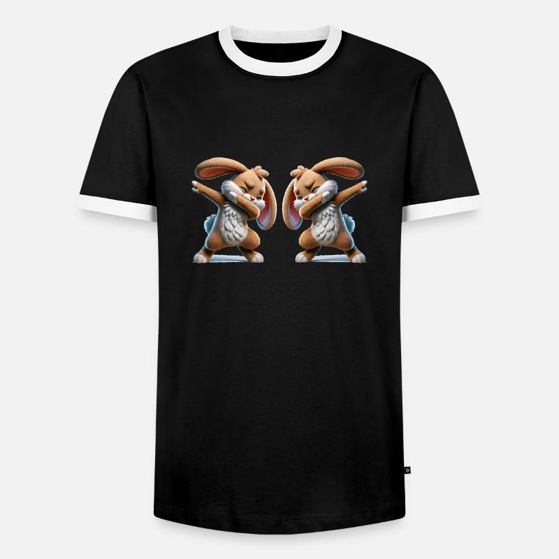 Rabbit Dabbing Comic 2 - Men's Ringer Shirt - black/white