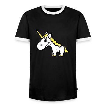 Licorne rose mignon mignon sympathique cheval de dessin animé - T-shirt contrasté Homme - noir/blanc - Devant - AI Model Female 172 light (172cm) & AI Model Male 178 light (178cm)