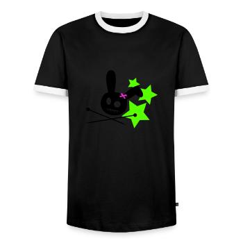 Voodoo Bunny Stars - Men's Ringer Shirt - black/white - Front - AI Model Female 172 light (172cm) & AI Model Male 178 light (178cm)