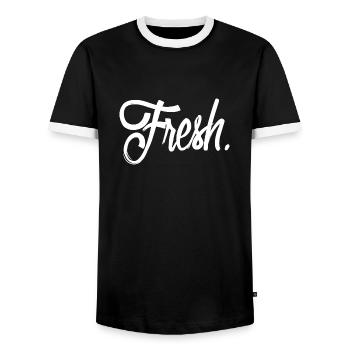 fresh white - Men's Ringer Shirt - black/white - Front - AI Model Female 172 light (172cm) & AI Model Male 178 light (178cm)