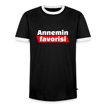 Lustiger Spruch, Liebe, Familie, Mütter, Türkisch - Männer Kontrast-T-Shirt - Schwarz/Weiß - Vorne - AI Model Female 172 light (172cm) & AI Model Male 178 light (178cm)