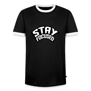 Stay focused bent cool symbol design logo logo - Men's Ringer Shirt - black/white - Front - AI Model Female 172 light (172cm) & AI Model Male 178 light (178cm)